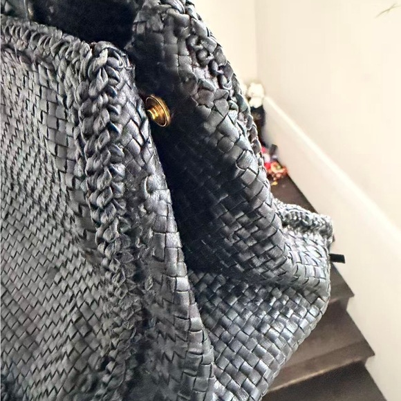 Prada Black Leather Woven Tote Bag - Picture 5 of 11